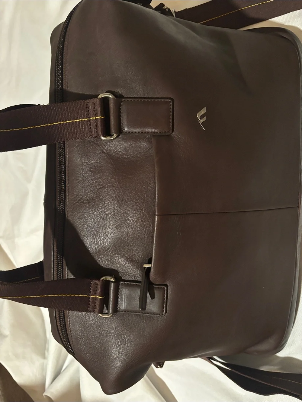 Brenthaven Premium Mercer Weekender Brown Leather Duffel Bag w/ Removable Strap